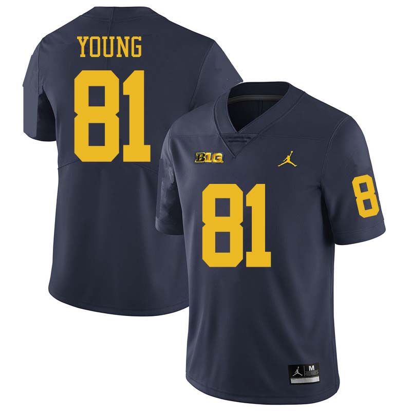 Jordan Brand Men #81 Jack Young Michigan Wolverines College Football Jerseys Sale-Navy